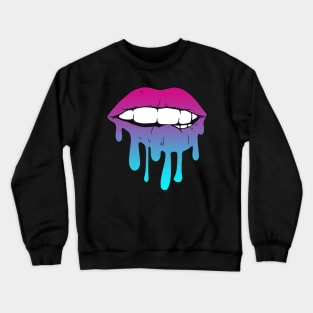 Vaporwave Dripping Lips Bite Lip Crewneck Sweatshirt